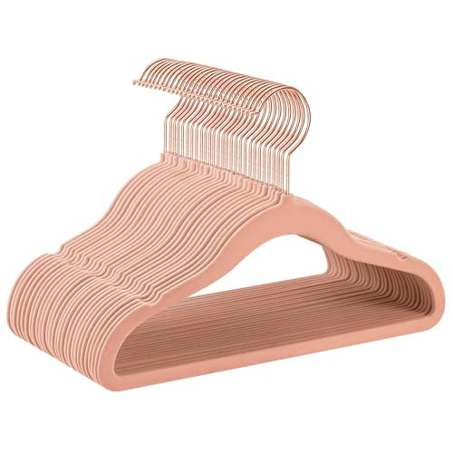 SONGMICS Baby Hangers - 30 Pack, 11.8 x 8.1 Inches, Rose Gold 360 Swivel Hooks, Space-Saving Velvet Hangers for Nursery, Non-Slip, Jelly Pink | Amazon (US)
