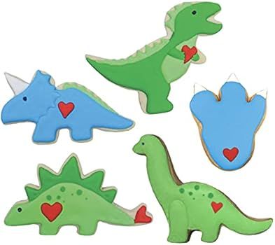 Ann Clark Cookie Cutters 5-Piece Dinosaur Cookie Cutter Set with Recipe Booklet, Triceratops, Ste... | Amazon (US)