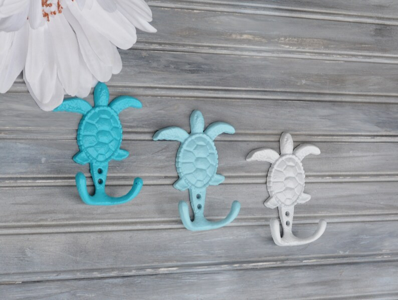 One Cast Iron Sea Turtle Hook. Coastal Bathroom Beach | Etsy | Etsy (US)