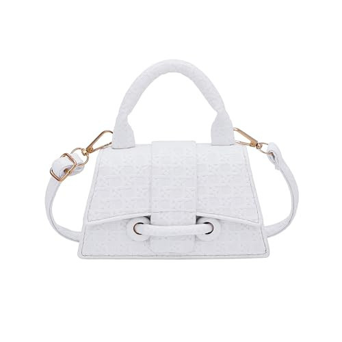 Ayliss Micro Mini Crossbody Handbag Women's Purse Clutch Cute Mini Trendy Bag Top Handle PU Leather Shoulder Bag (White #1) | Amazon (US)