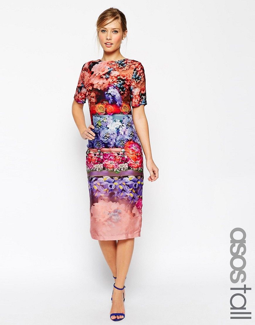ASOS TALL SALON Beautiful Fading Flower Midi T-Shirt Dress | ASOS UK