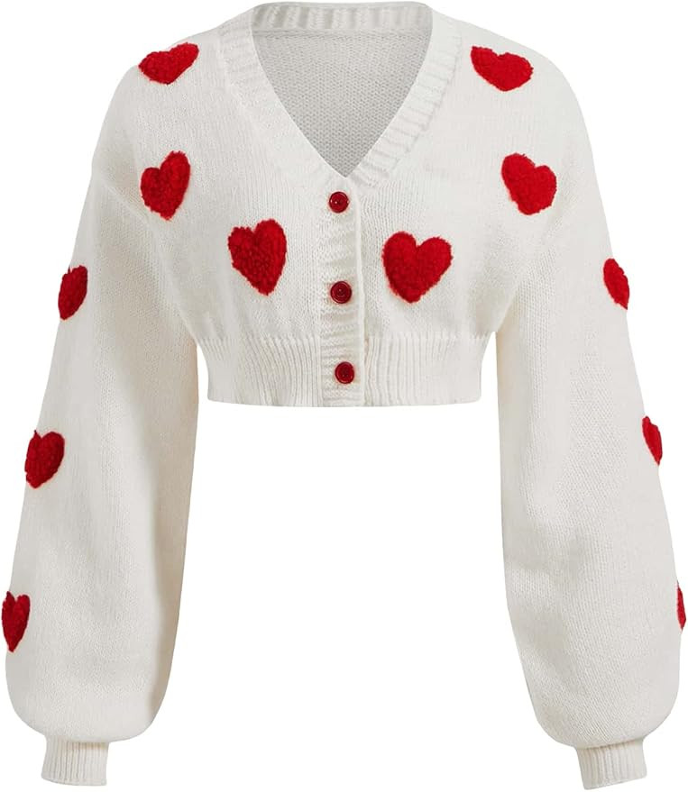 Verdusa Women's Long Sleeve Button Front V Neck Knit Crop Cardigan Sweater | Amazon (US)