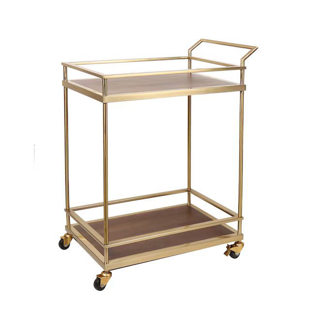 Origin 21 Gold Metal Base with Wood Top Rolling Kitchen Cart (26.5-in x 16.5-in x 35.25-in) | Lowe's