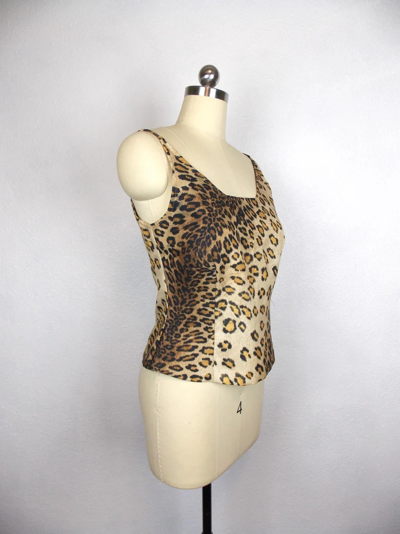 Y2K Animal Print Corseted Fit Top Size 7 / 8 Leopard Print | Etsy (US)