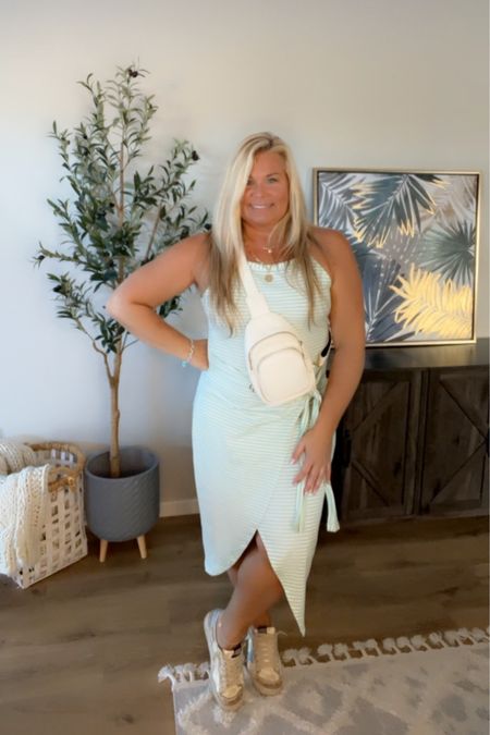 Spring Fashion Wrap Midi Tank Dress, Casual Spring Look, Travel Look, Airport Outfit 

#LTKstyletip #LTKtravel #LTKmidsize