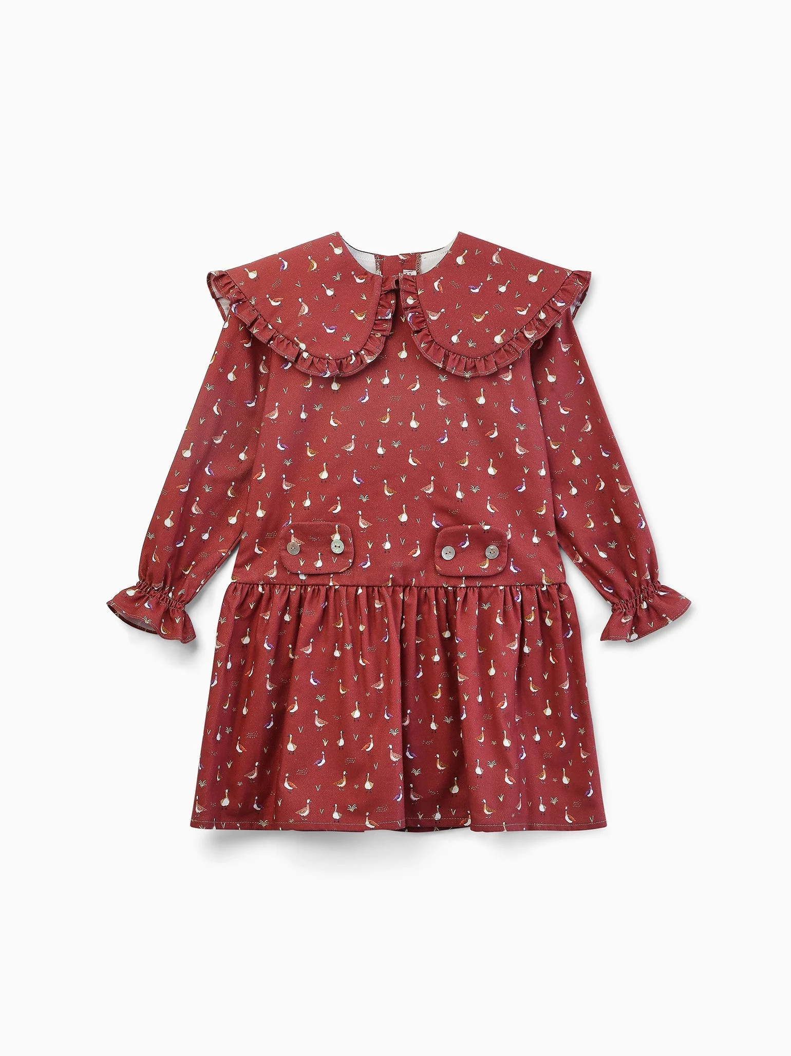Burgundy Print Rocio Girl Dress | La Coqueta (US)