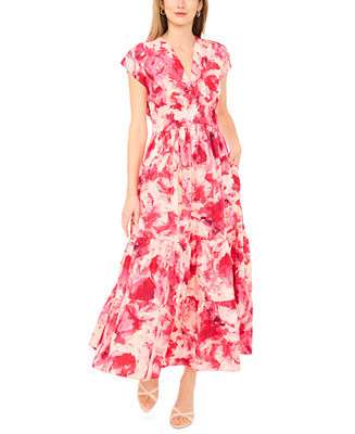 Women's Short-Sleeve V-Neck Maxi Dress | Macy's