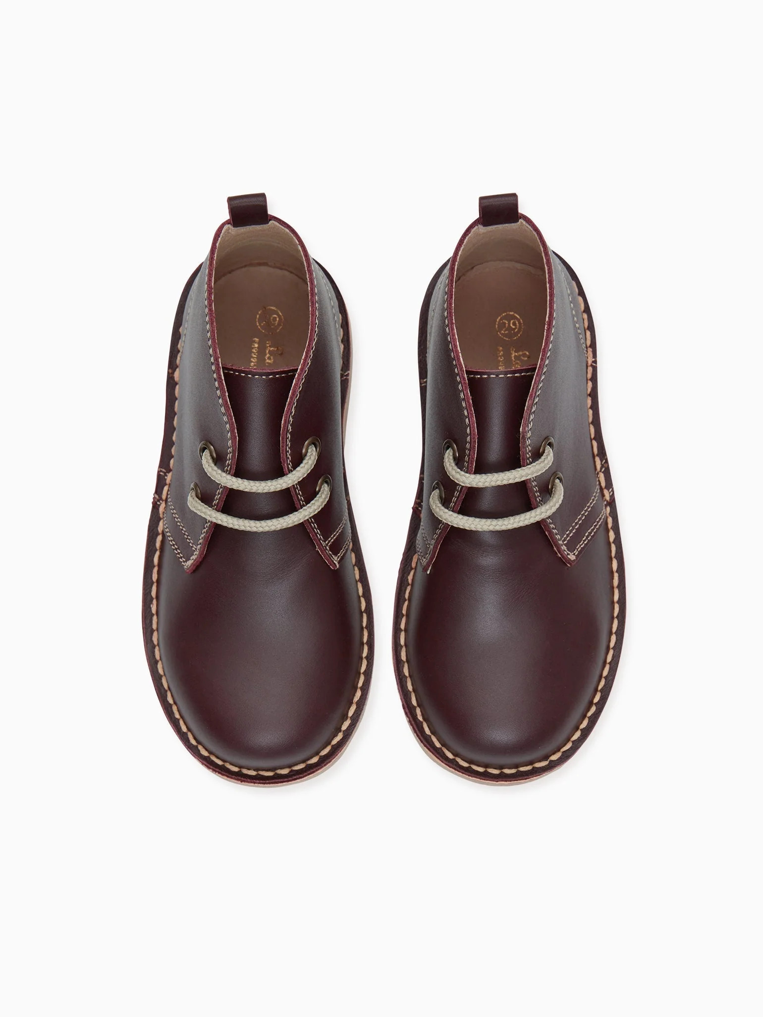 Burgundy Leather Kids Desert Boots | La Coqueta (US)