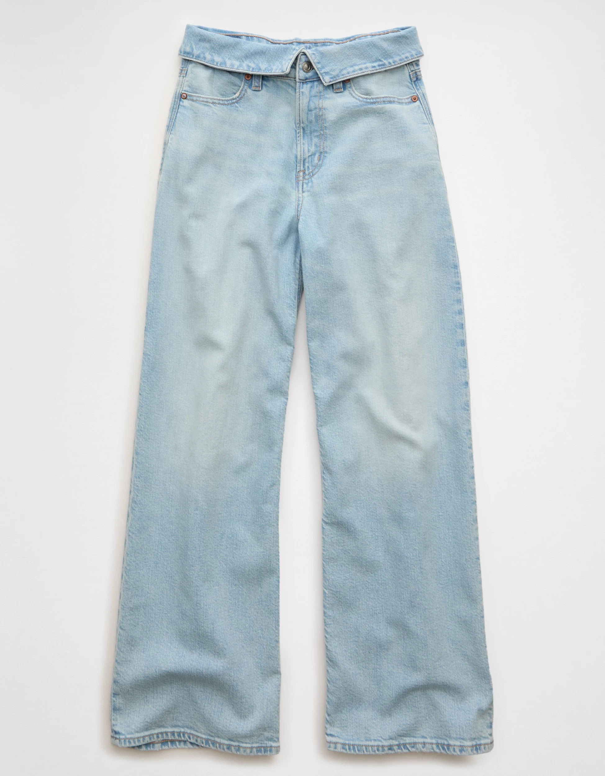 AE Dreamy Drape Stretch Curvy Super High-Waisted Baggy Wide-Leg Jean | American Eagle Outfitters (US & CA)