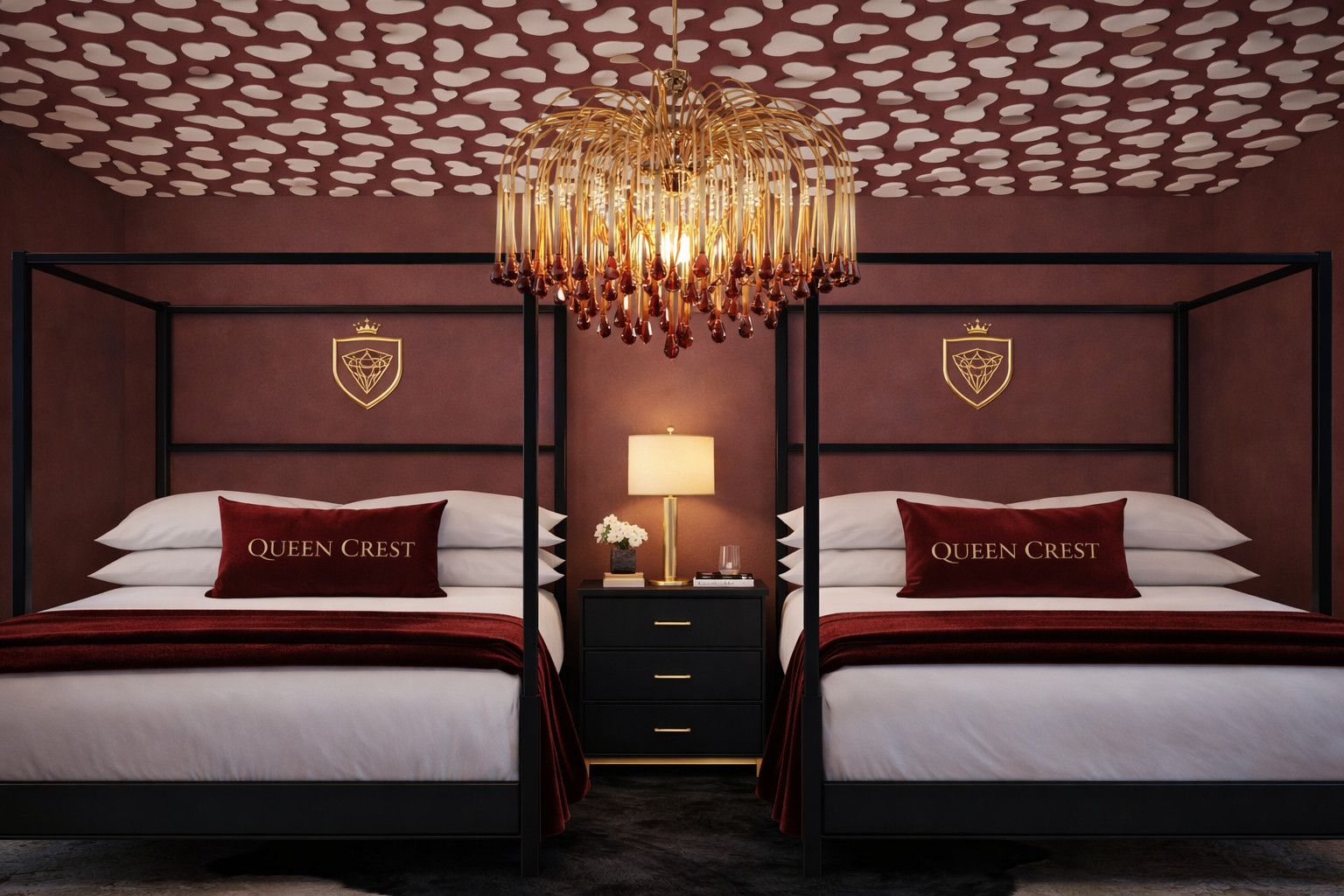 Queen Crest 👑✨
Because every stay should feel a little royal.

This room was designed to be moody, luxe, and unforgettable — from the rich velvet accents to the custom crest details that make it feel like a true Diamond Elevation experience.

Linked our Queen Crest room details, décor, and sources on LTK for you 💎 

 

#LTKHome #LTKSaleAlert #LTKTravel
