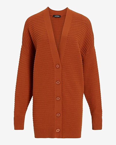 Textured Oversized Button Front Cardigan | Express