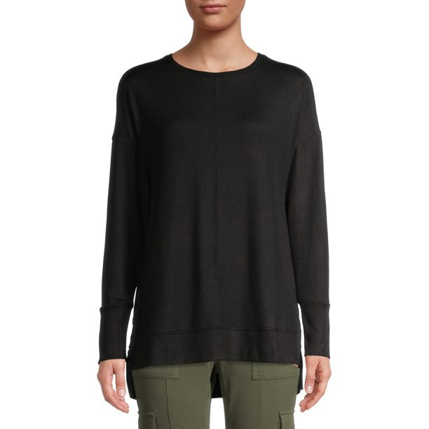 Time and Tru Women's Crew Neck Hacci Tunic T-Shirt | Walmart (US)