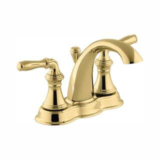 KOHLER Devonshire 4 in. Centerset 2-Handle Mid-Arc Water-Saving Bathroom Faucet in Vibrant Polish... | The Home Depot