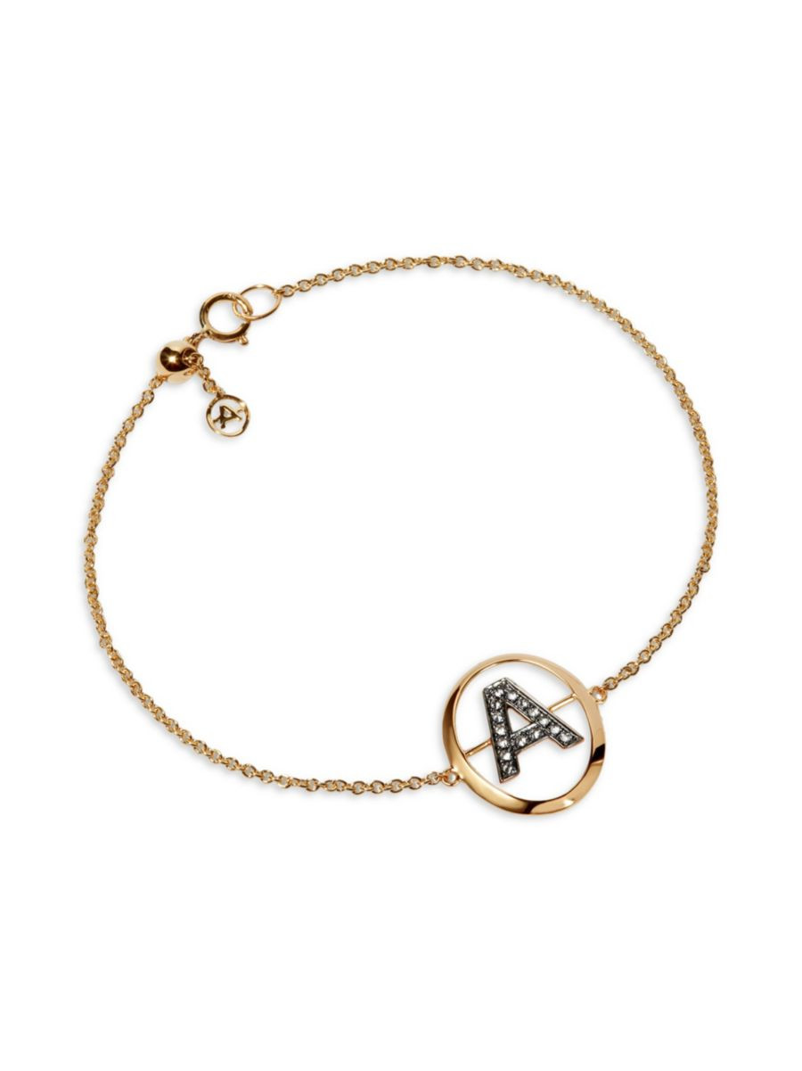 Annoushka 18K Yellow Gold, Black Rhodium &amp; 0.07 Diamond Initial A Bracelet | Saks Fifth Avenue