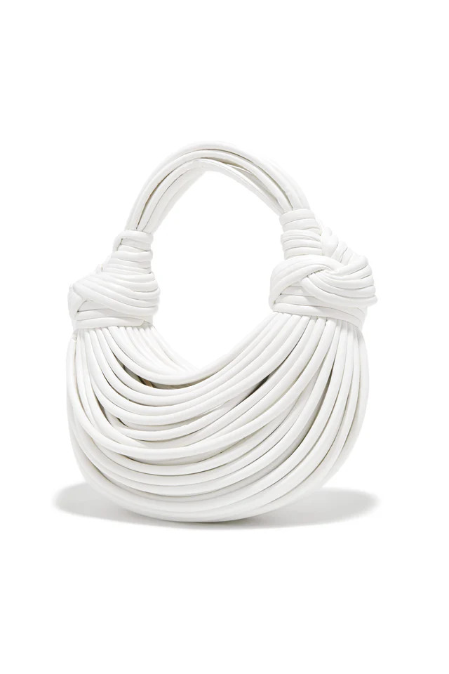 White Azelie Double Knot Spaghetti Handbag | MISS LOLA