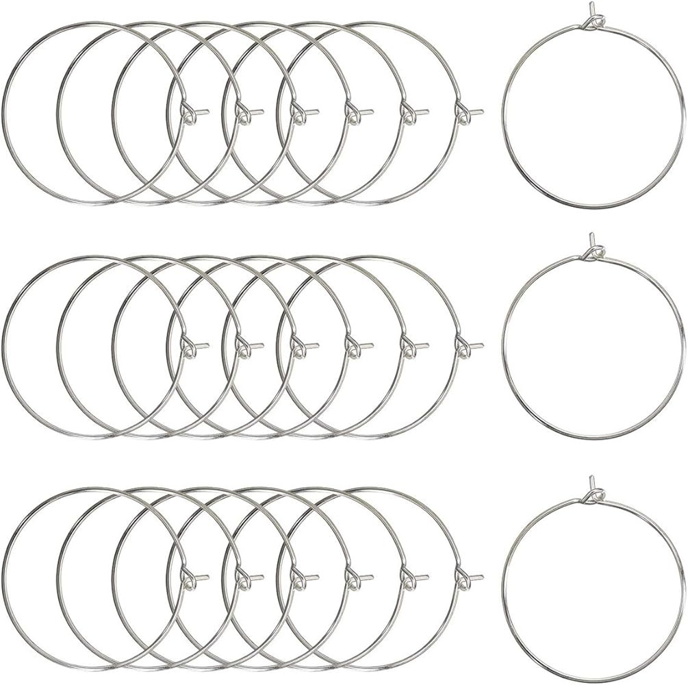 JIALEEY 100PCS Wine Glass Charm Rings 25mm Silver Plated Open Jump Ring Earring Beading Hoop for ... | Amazon (US)