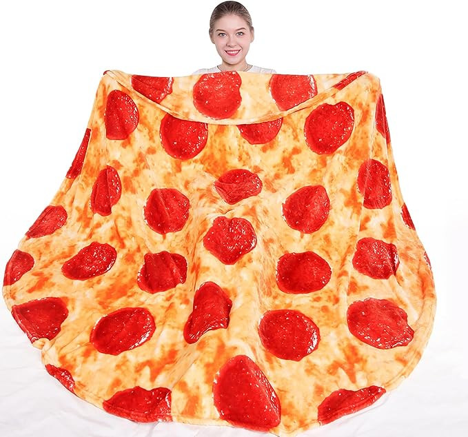 mermaker Pepperoni Pizzas Blanket 71 inches for Adult Kids, Realistic Pizzas Throw Blanket Funny ... | Amazon (US)