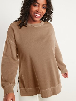 Vintage Long-Sleeve Garment-Dyed French-Terry Tunic Sweatshirt for Women | Old Navy (US)