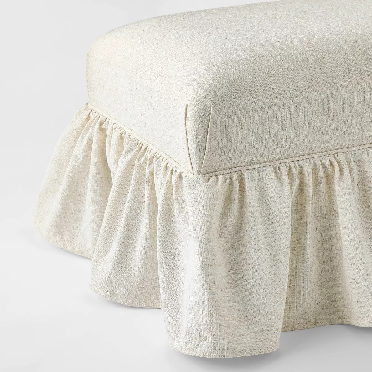 Ruffle Skirt Ottoman Cream Flecked Linen - Threshold™ designed with Studio McGee | Target