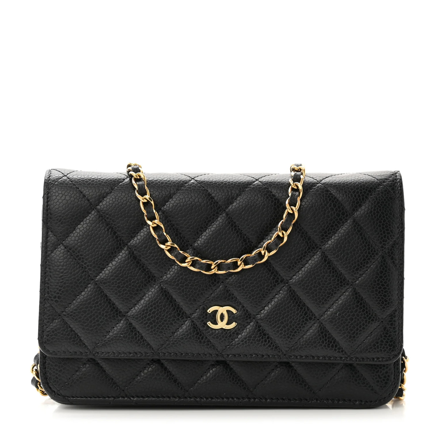 Caviar Quilted Wallet On Chain WOC Black | FASHIONPHILE (US)