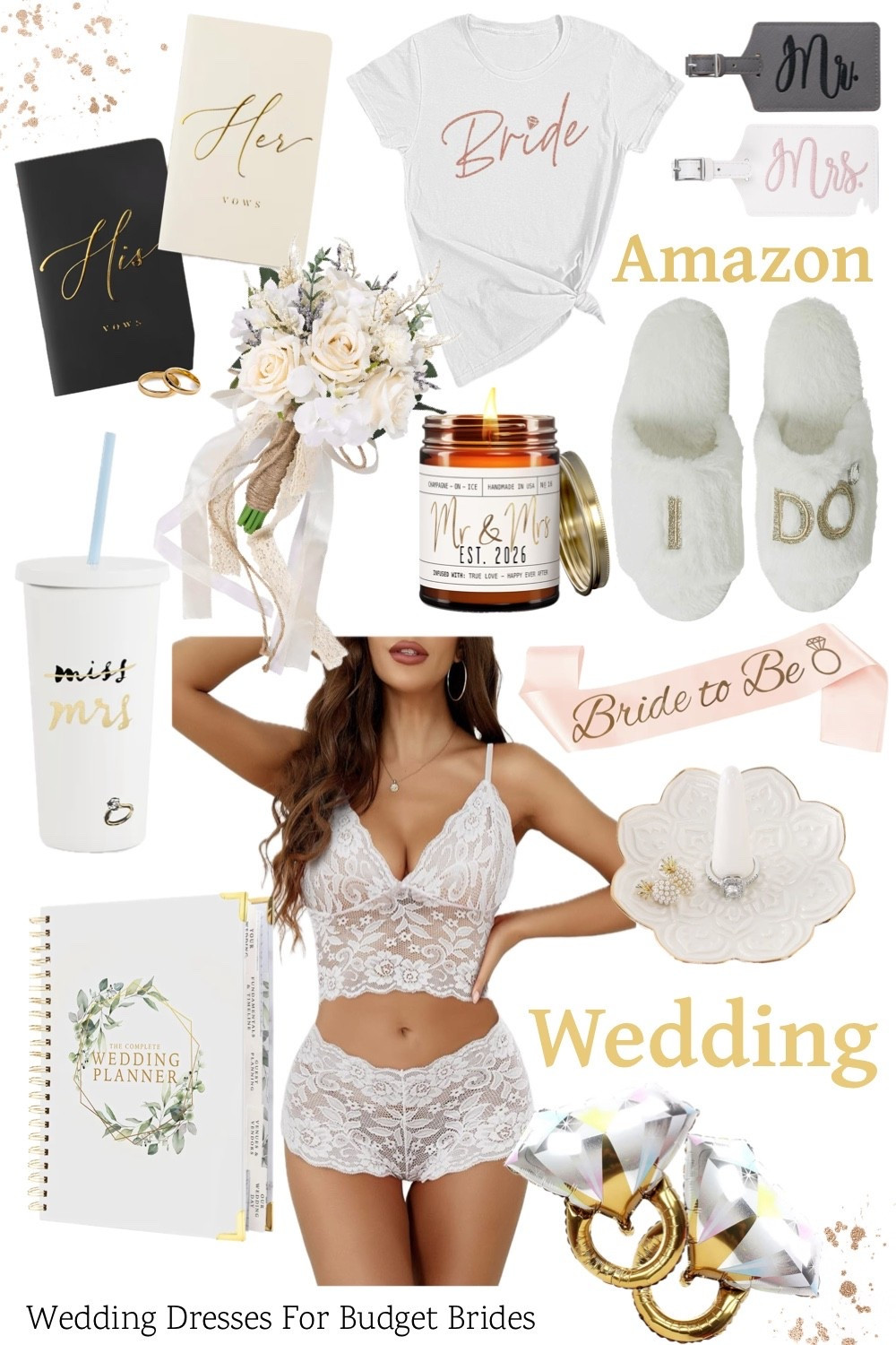 Affordable wedding bride bridal finds on Amazon.

Wedding day, honeymoon, bachelorette, engagement gifts, wedding gifts, bridal shower decor.

#LTKWedding #LTKSeasonal