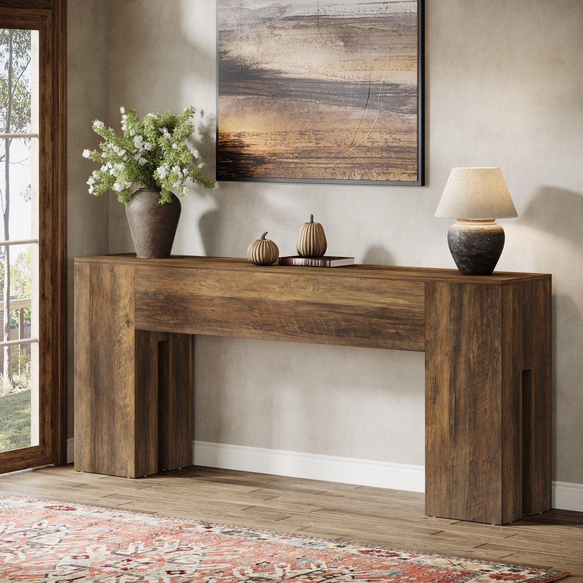 Tribesigns 71-Inch Long Console Table for Entryway, Farmhouse Sofa Console Behind Couch, Entry Table - Brown | Macy's