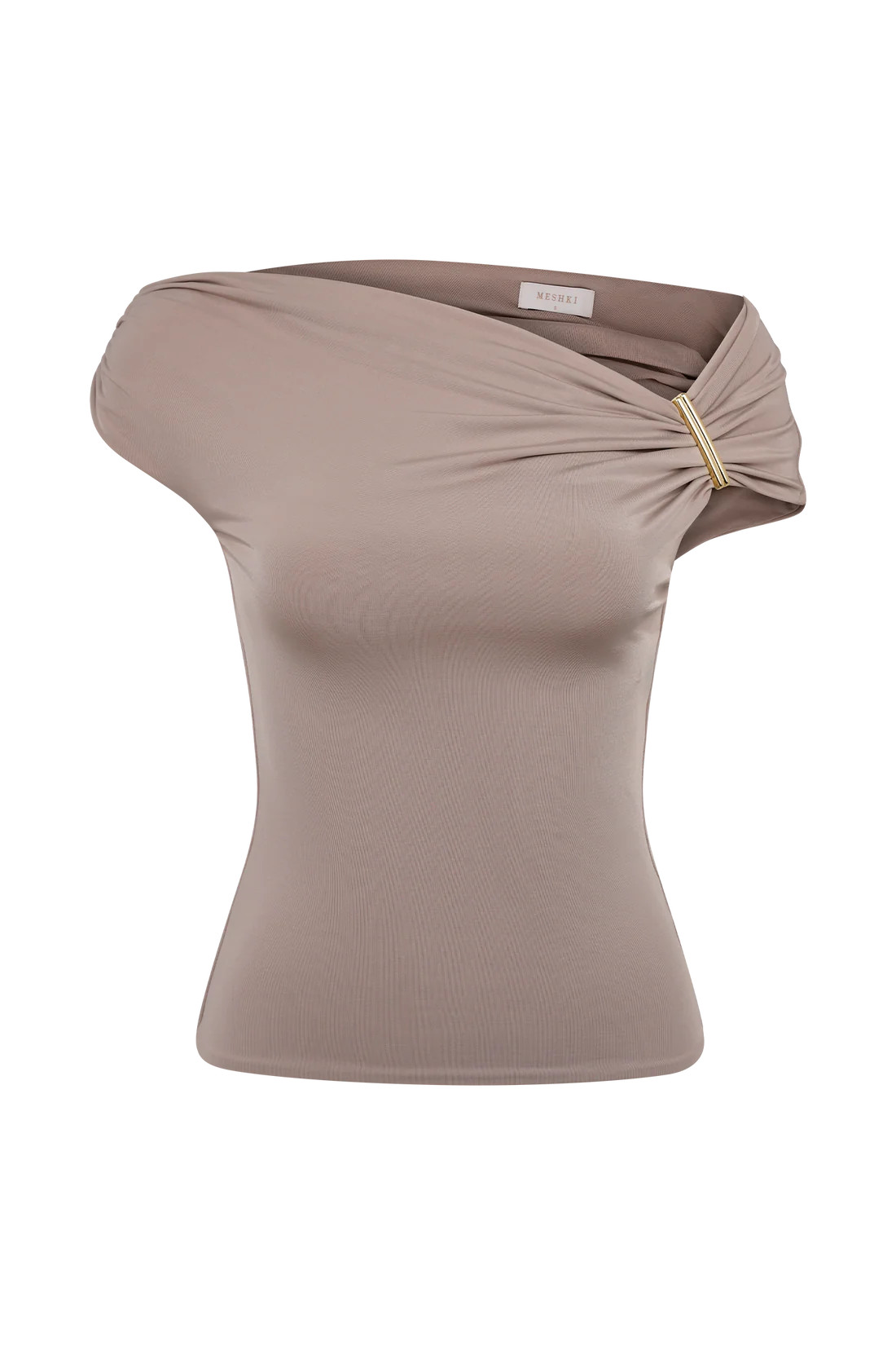 Kinsley Slinky Top With Hardware - Taupe | MESHKI US