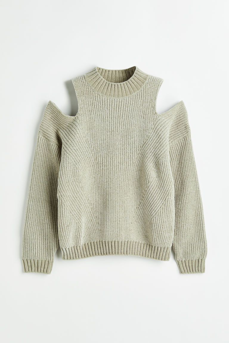 H & M - Open-shoulder Sweater - Green | H&M (US + CA)