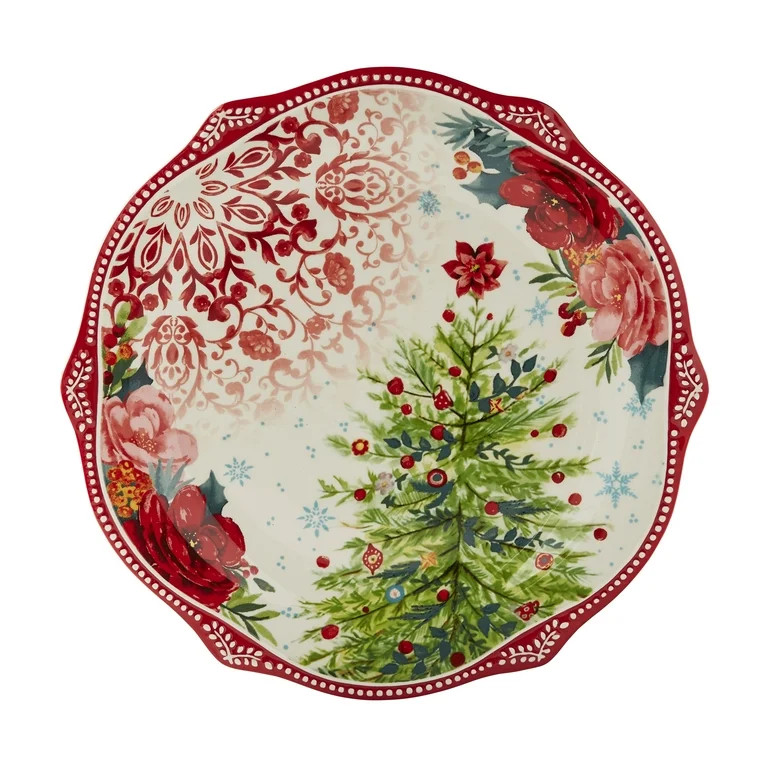 The Pioneer Woman Cheerful Rose Medallion 11-Inch Decorated Stoneware Dinner Plates, Set of 4 | Walmart (US)
