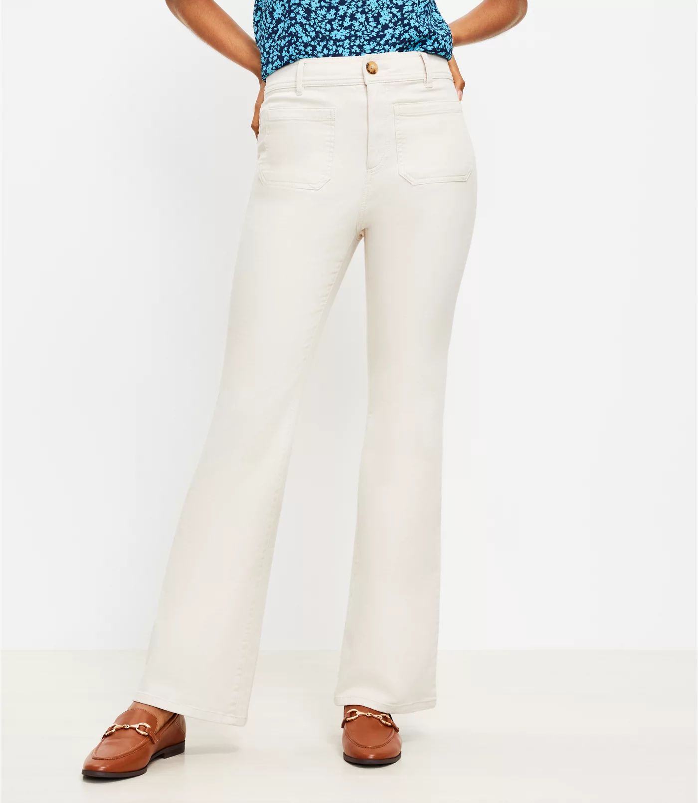 Patch Pocket Slim Flare Pants | LOFT