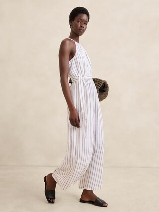 Linen-Blend Halter Jumpsuit | Banana Republic Factory