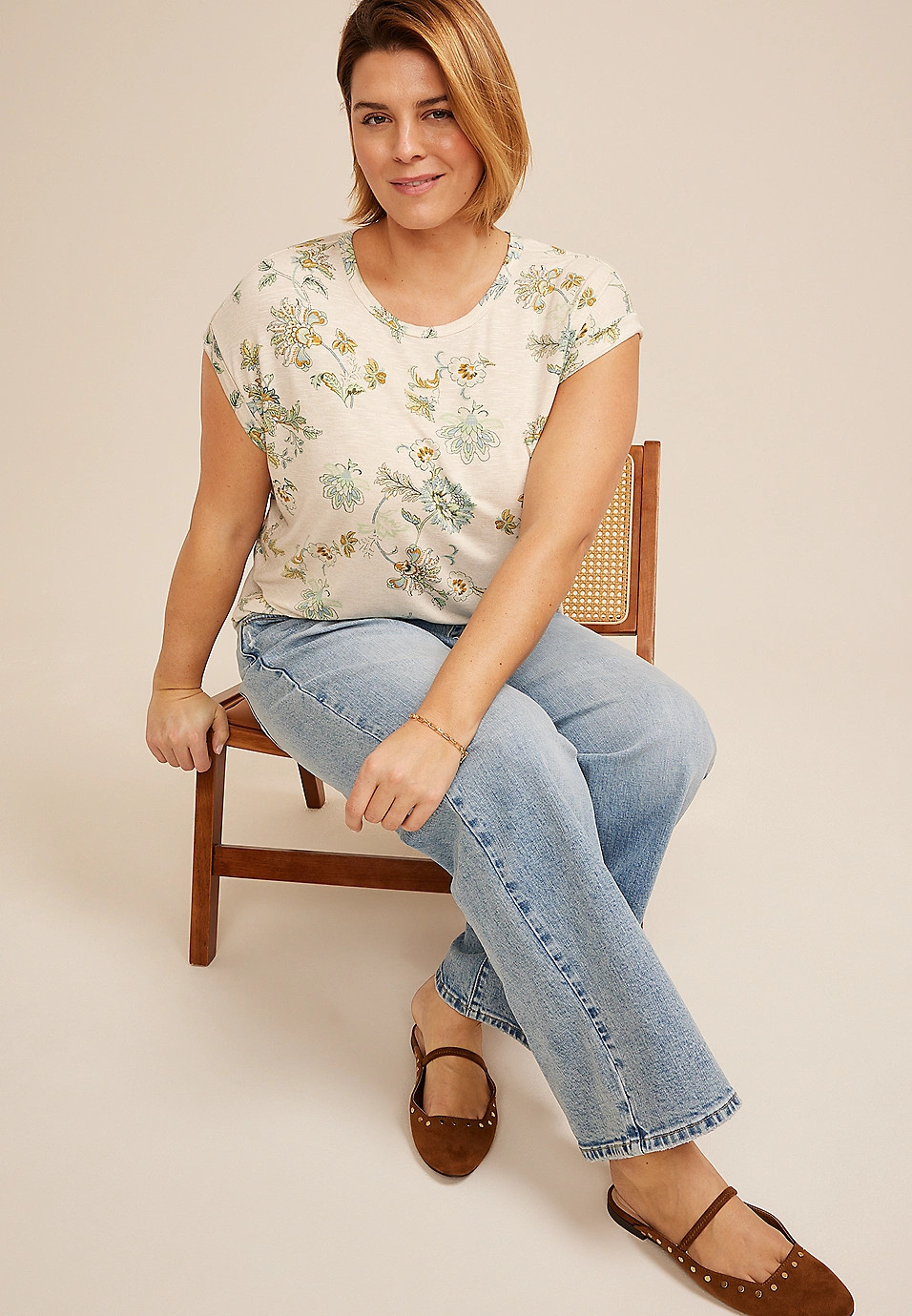 Plus Size 24/7 Clara Floral Tee | Maurices