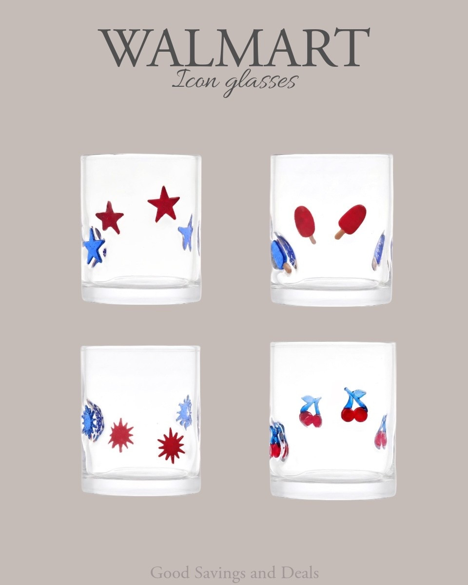 Patriotic icon glasses l. Summer dining. Red and blue drinking glass set of 2.

#LTKSeasonal #LTKHome