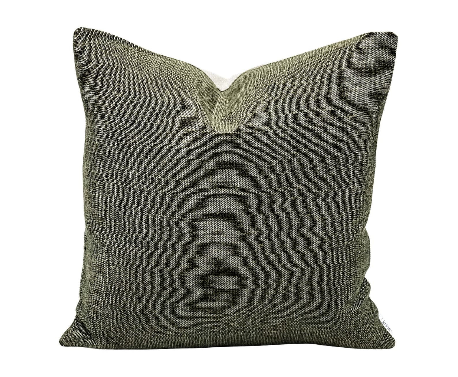 Krinto Rustic Solids in Olive Pillow Cover, Olive Green Pillow, Modern Farmhouse Pillow, Designer... | Etsy (US)