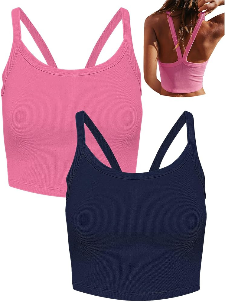 Ugerlov Women's Sleeveless Scoop Neck Tank Tops Racerback Crop Cami Shirt Cute Trendy Workout Tee... | Amazon (US)