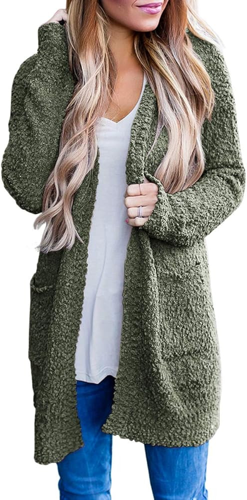 MEROKEETY Women's Long Sleeve Soft Chunky Knit Sweater Open Front Cardigan Outwear Coat | Amazon (US)