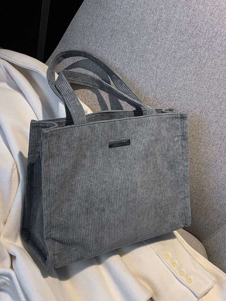 Minimalist Corduroy Shoulder Tote Bag | SHEIN