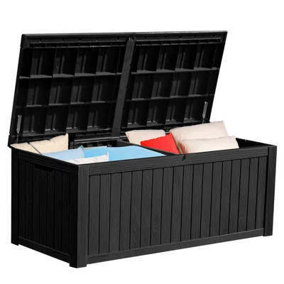 YITA 150 Gallon Large Outdoor Storage Deck Box with Built-in Divider | Wayfair Professional