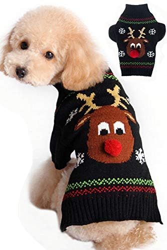 BOBIBI Dog Sweaters for Christmas Cartoon Reindeer Pet Cat Winter Knitwear Warm Clothes | Amazon (US)