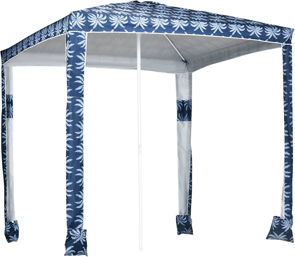 Outsunny Quick Beach Cabana Canopy Umbrella, 6.5' Easy-Assembly Sun-Shade Shelter with Sandbags a... | Amazon (US)