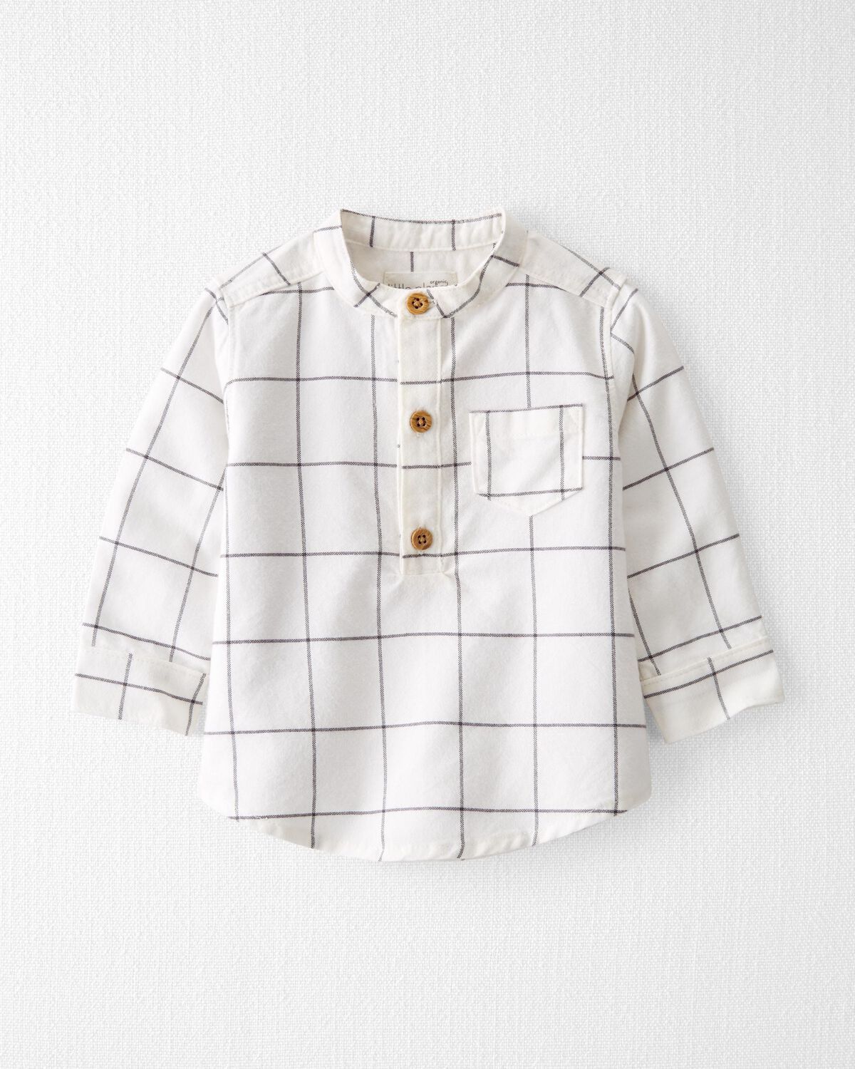 Cream Window Pane Baby Organic Cotton Plaid Flannel Henley Shirt | carters.com | Carter's