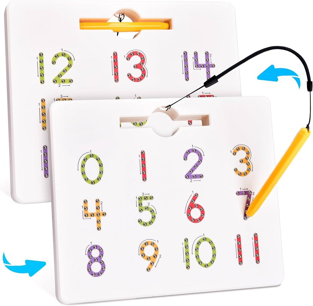 Gamenote Magnetic Number Tracing Board, 2 in 1 Double Sided Numbers 1-20 Writing Board for Toddle... | Amazon (US)
