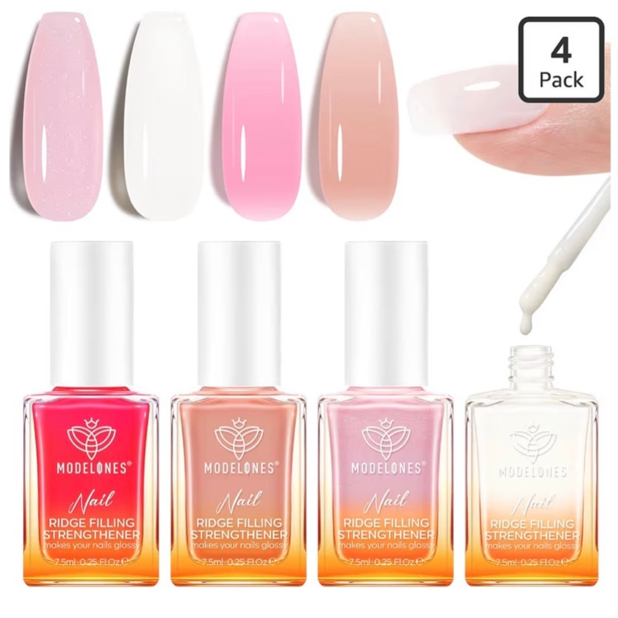 modelones Nail Strengthener Kits Milky White Glitter Pink Nude Nail Polish Sets Nail Repair for Damaged Nails Strengthener and Growth for Thin Weak & Damaged Nail Care Kit for Women 4 Pcs Gifts Sets

#LTKSaleAlert #LTKdayinmylife #LTKselfcare