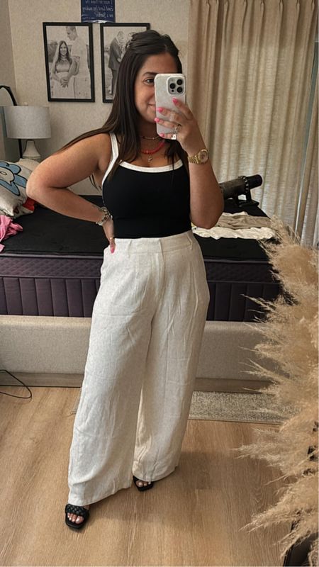 These linen blend wide leg petite-friendly white pants aren't see through, and are a great quality! I'm in a medium. petite friendly linen pants, petite friendly pants, summer bottoms

#LTKFindsUnder50 #LTKStyleTip #LTKSeasonal