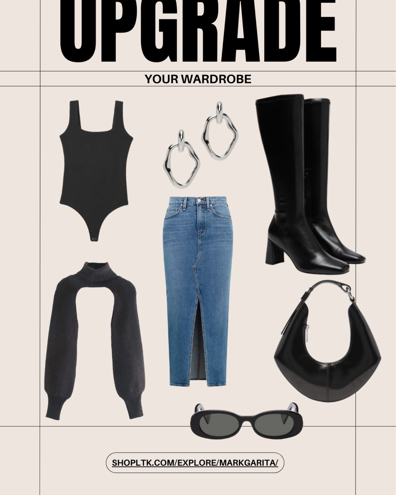 I am DREAMING of this outfit for fall! Sleek outfits, black outfit, jean skirt front slit, fall outfit, fall outfit inspo, black outfit inspo, tall boots, itgirl aesthetic, aesthetic outfit, Steve Madden boots, black bodysuit outfit, Black outfit inspo, bolero, cropped sweater, black romper, black proenza shoulder bag, Steve Madden holly black boots 

#LTKstyletip #LTKSeasonal #LTKitbag
