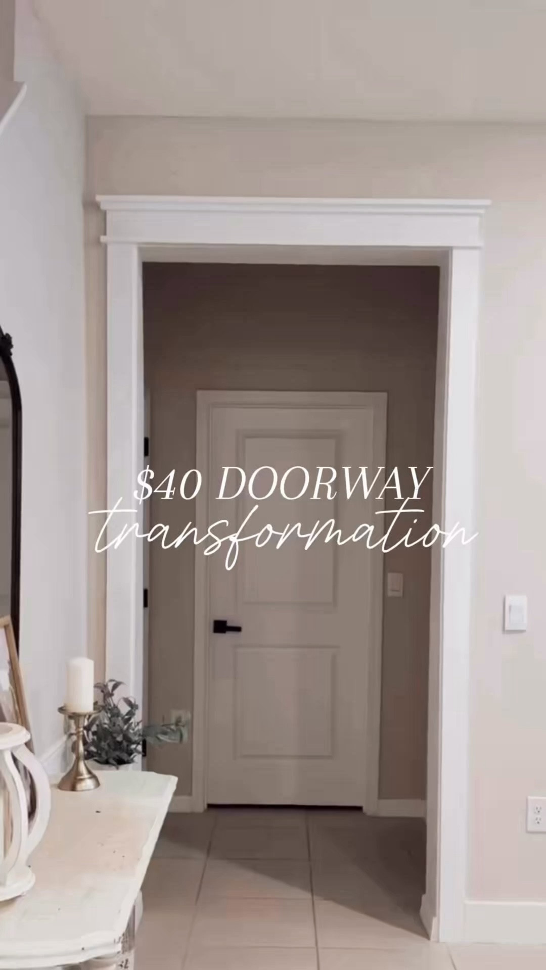 If you want to give your doorway a little glow up, this DIY door trim is the perfect weekend project—and it cost me $40!

Materials I Used:
• (1)1x2x8
• (1) 1x3x8
• (3)1x4x8
• Paint: Sherwin-Williams Pure White in semi-gloss
• Wood filler
• Paintable caulk
• Painters tape
• Brad nails
• 220-grit sandpaper

This simple trim makes a huge difference without breaking the bank!

#lowesfinds #lowespartner #affiliatelink #DIYHomeUpgrade #BudgetFriendlyDecor

#LTKHome