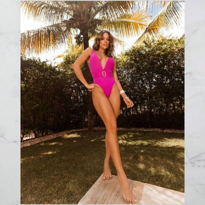 Maiô Tropicali Neon Decotado com Detalhe de Cinto e Bojo Lemon e Soda Moda Lançamento | SHEIN