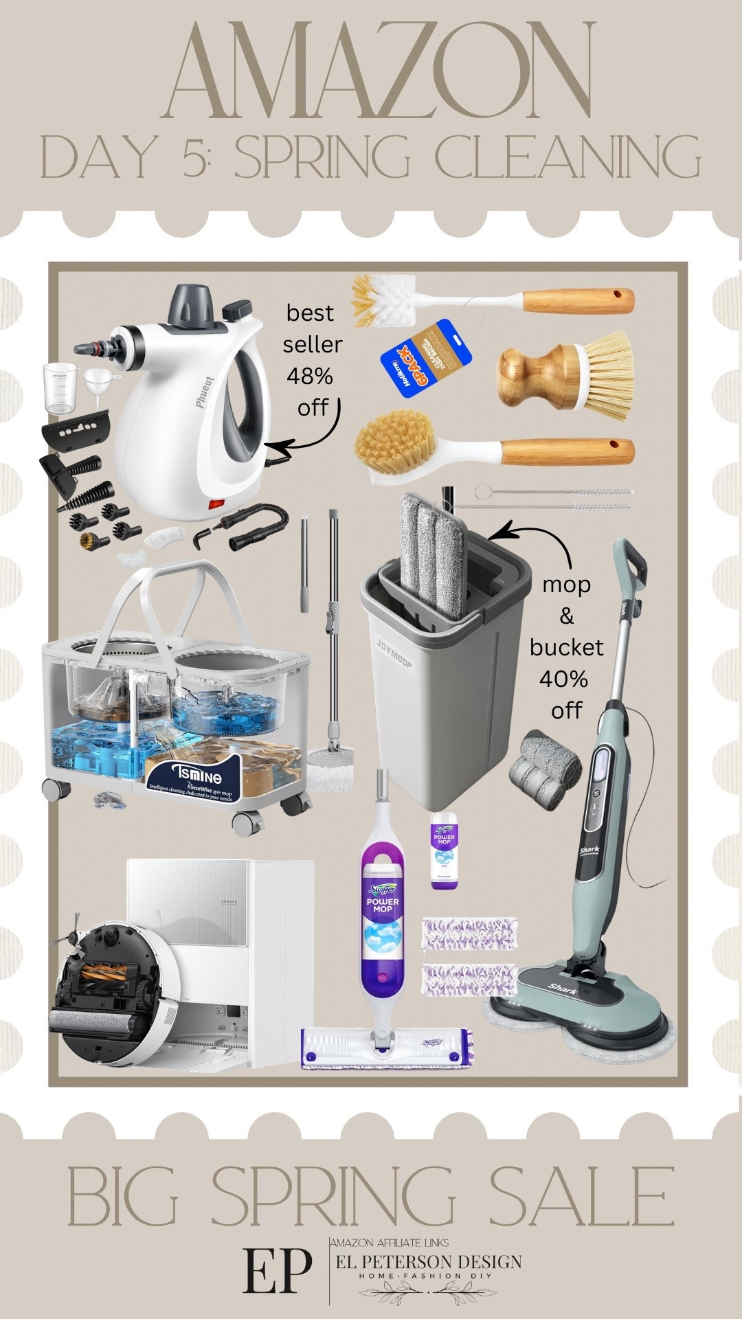 Amazon Big Spring Sale
Day 5: Spring Cleaning
Robot vacuum 
Vacuums 
Duster
Mop
Scrub brushes


#LTKSaleAlert #LTKHome