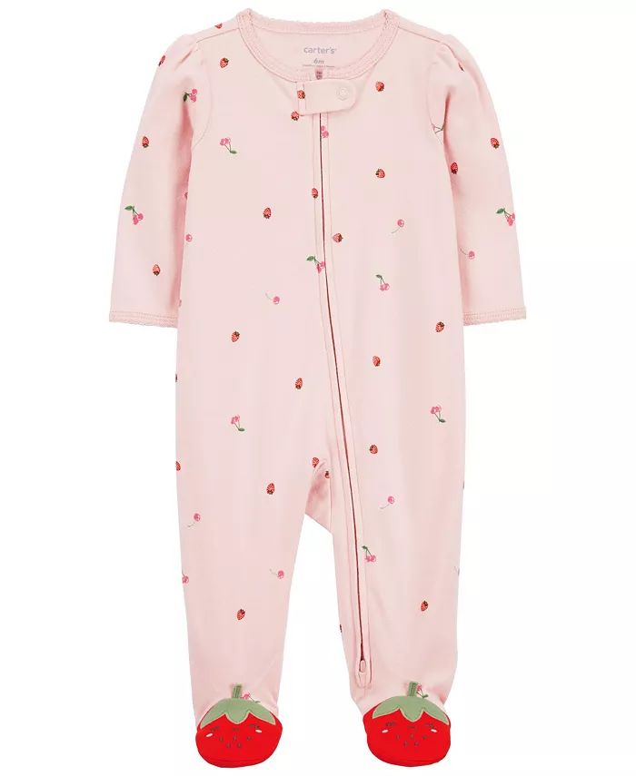 Baby Strawberry Snap Up Cotton Sleep and Play Pajamas | Macy's