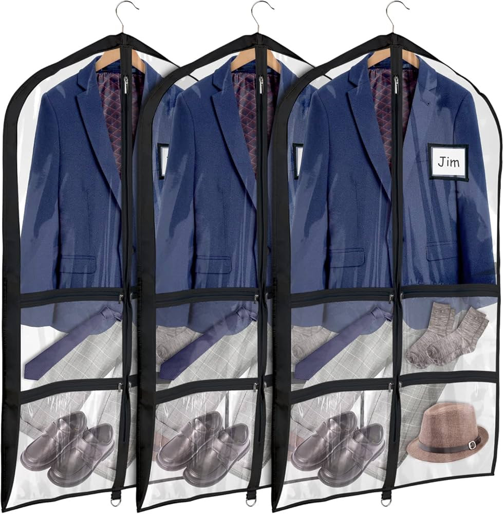 Univivi Clear Black PVC Dance Costume Bags (3 Pack) Garment Bag 40 Inch for Dance Competitions, w... | Amazon (US)
